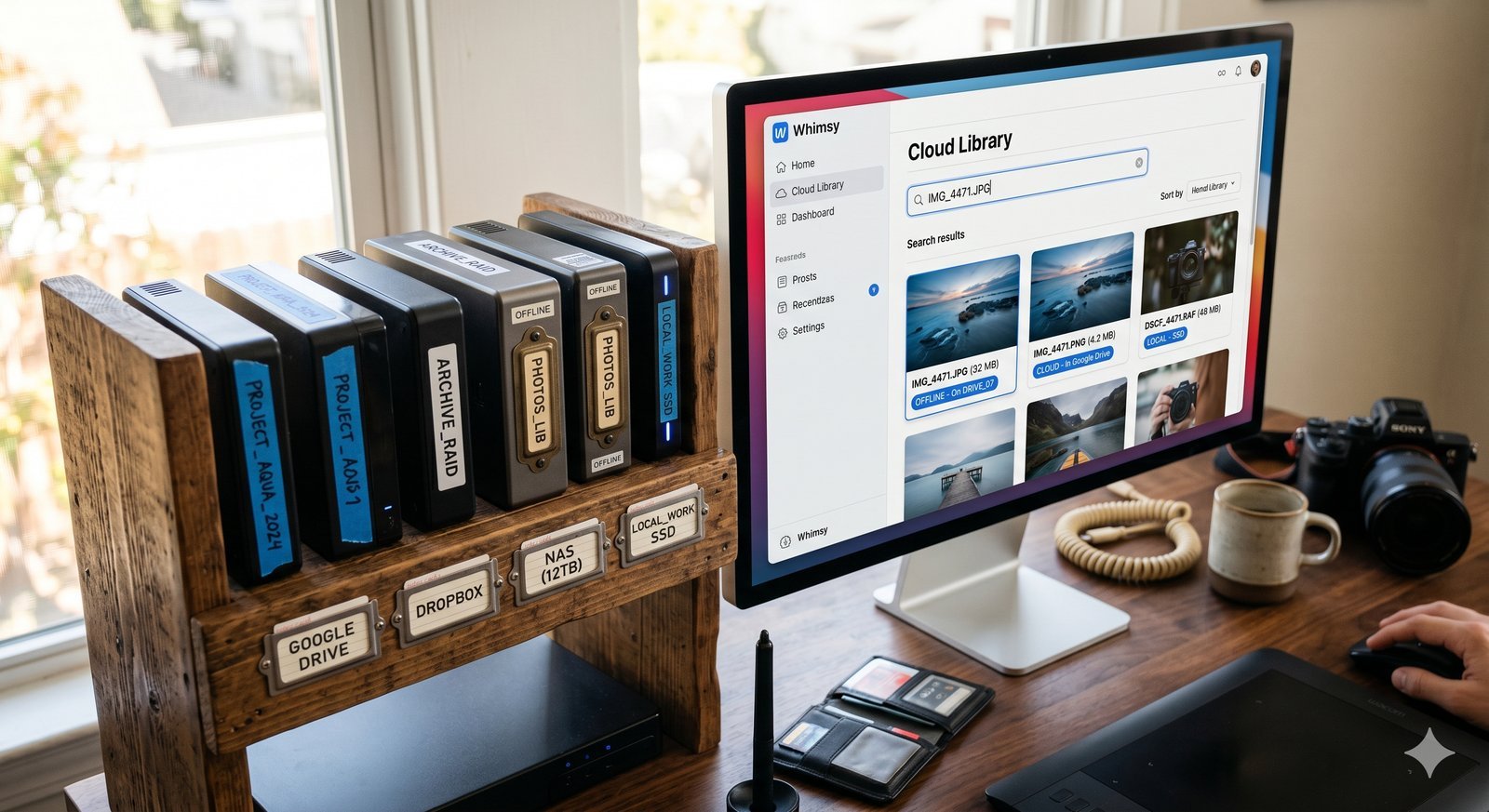 Search every drive and cloud at once — even when unplugged