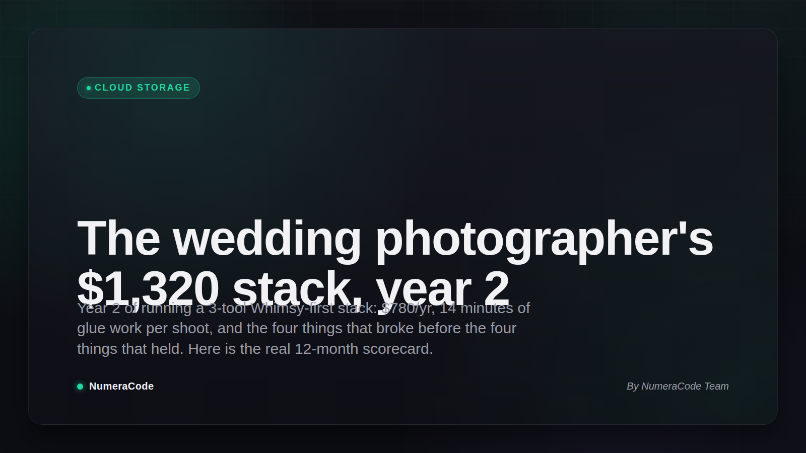 The Wedding Photographer's $1,320 Stack: Year 2