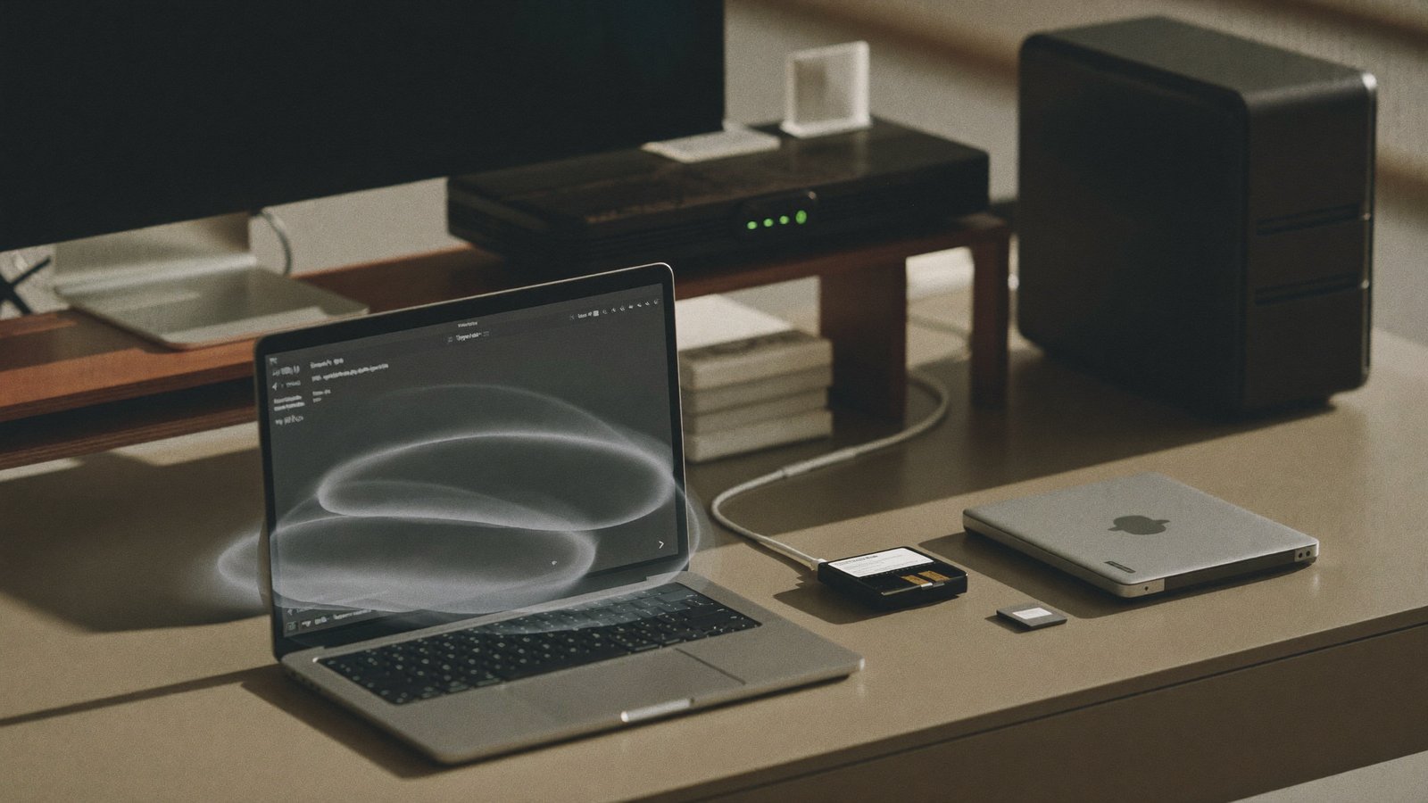 An SSD for active work, hard drive and NAS for local storage, and an off-site server for cloud protection